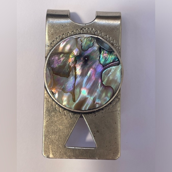 Sterling silver Abalone money clip Mexico vintage - Picture 10 of 12